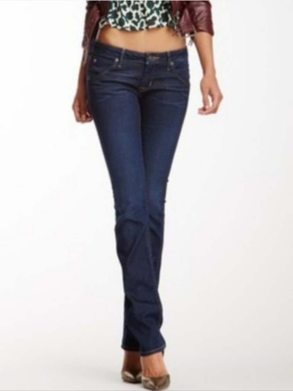 Hudson Straight Leg Jeans Low Rise Flap Pocket Dark Blue Size 28 Y2k Denim - Picture 2 of 9